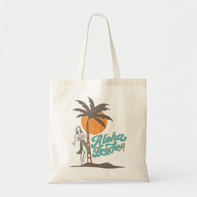 Bolso De Tela Aloha Beach Hula Chica Hawaii Retro Hawái (Frente)