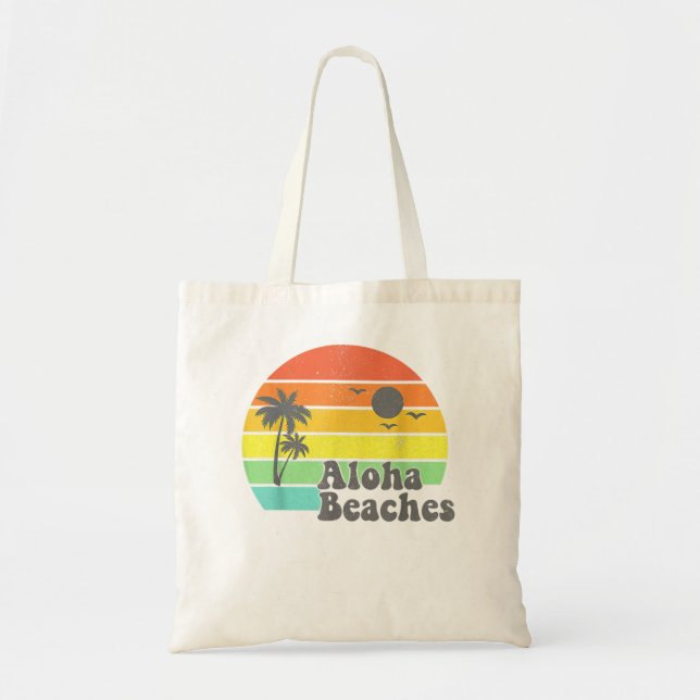 Bolso De Tela Aloha Beaches Retro Beach Vacaciones Cita De Veran (Frente)