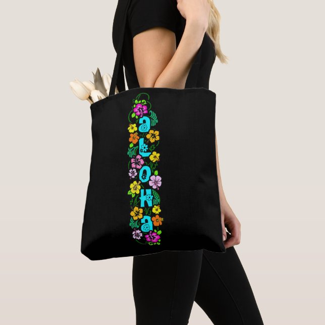 Bolso De Tela Aloha con flores (Detalle)