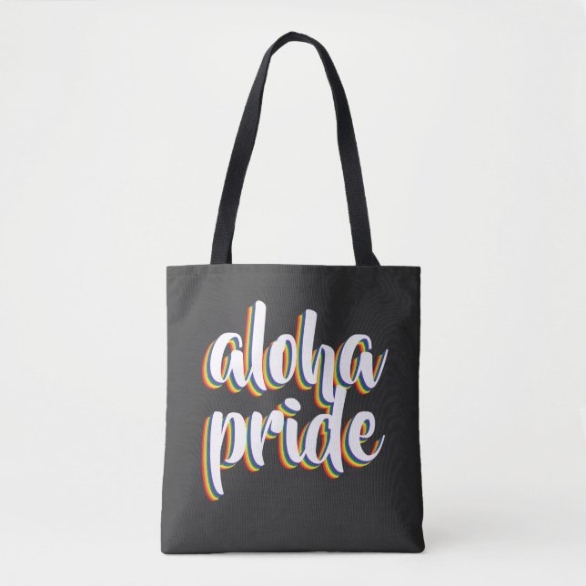 Bolso De Tela Aloha Es Aloha Orgullo Arcoíris Hawái (Anverso)