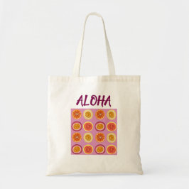 Bolso De Tela Aloha Hawaiano Frutas Retro Rosa 