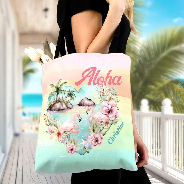 Bolso De Tela Aloha Hawaii Summer Flamingo Name Beach Tropical (Aloha Hawaii Summer Flamingo Name Beach Tropical Tote Bag)