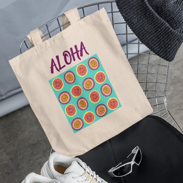 Bolso De Tela Aloha Hawaiian Retro Fruit Turquoise Tote Bag (Subido por el creador)