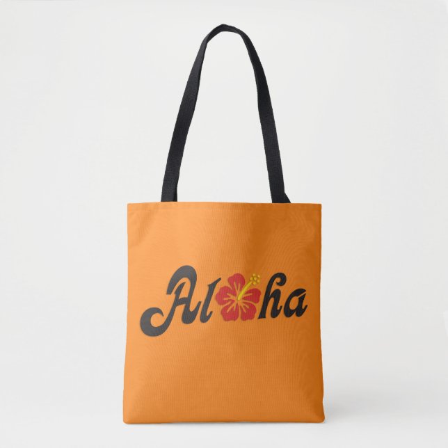 Bolso De Tela Aloha Hibiscus - diseño de Hawaii plano + tus idea (Anverso)