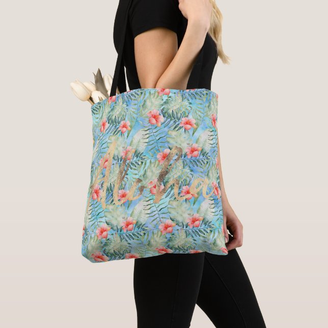 Bolso De Tela Aloha Hibiscus Floral (Detalle)