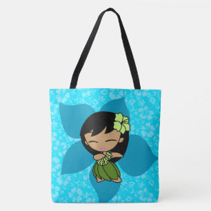 Bolso De Tela Aloha Honeys Hawaiano Verde azulado Hula Chica Bea