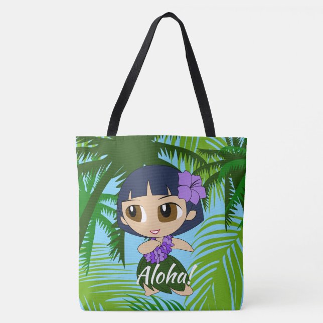 Bolso De Tela Aloha Honeys Hawaiian Hula Chica Beach Bag (Anverso)