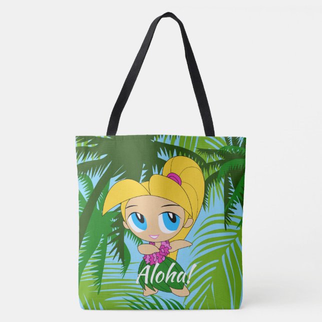 Bolso De Tela Aloha Honeys Hawaiian Hula Chica Beach Bag (Anverso)
