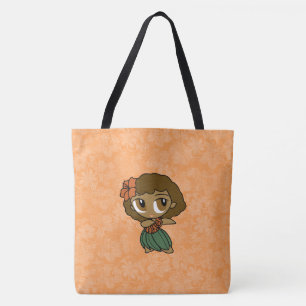Bolso De Tela Aloha Honeys Naranja hawaiano Hula Chica Beach Bag