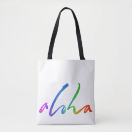 Bolso De Tela Aloha - Letras de mano tropical - Hawaii Hawai'i