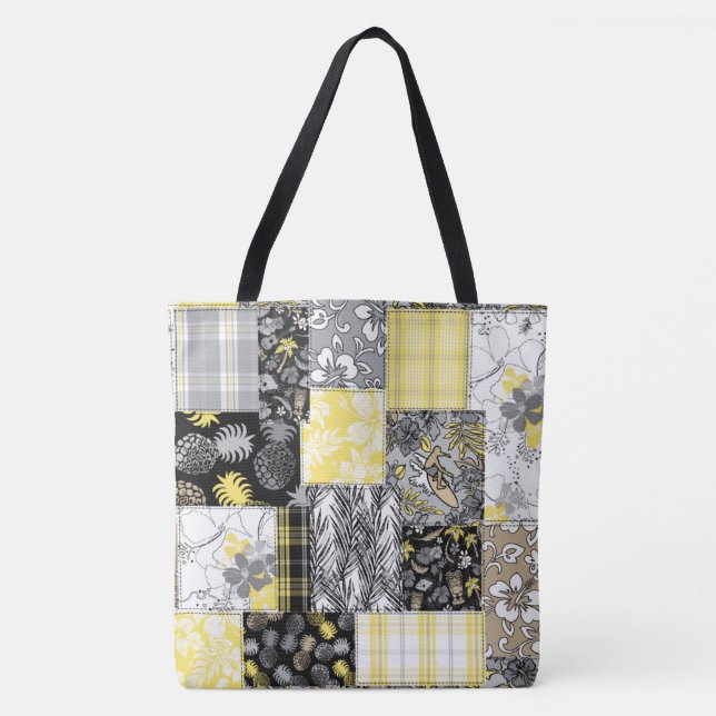 Bolso De Tela Aloha Patchwork Hawaiian Beach Bag - Neutral (Anverso)