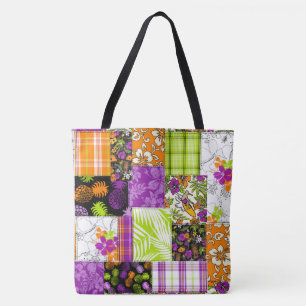 Bolso De Tela Aloha Patchwork Hawaiian Beach Bag - Violeta