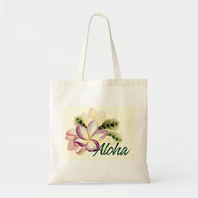 Bolso De Tela Aloha Plumeria (Frente)