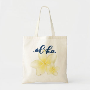 Bolso De Tela Aloha Plumeria Tote Bag (espalda en blanco)