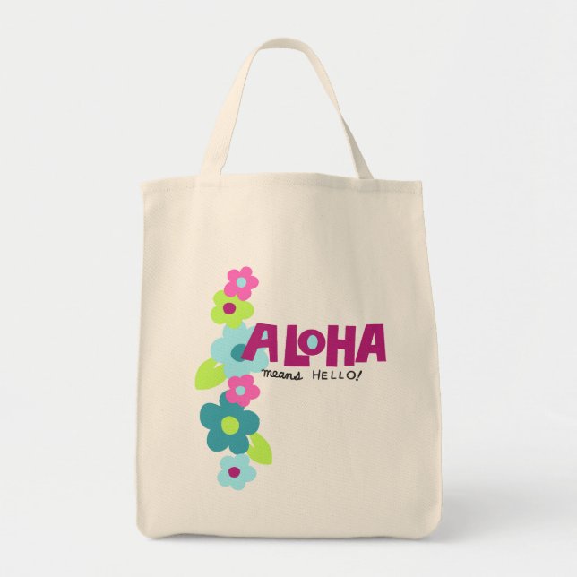 Bolso De Tela Aloha significa Hola Floral hawaiana (Frente)