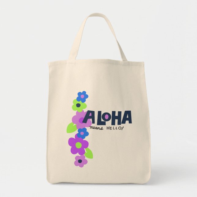 Bolso De Tela Aloha significa Hola Floral hawaiana (Frente)