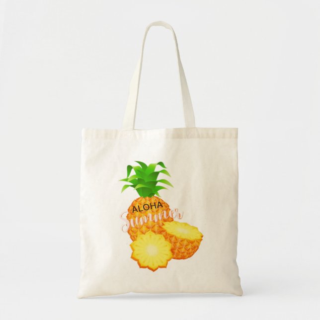 Bolso De Tela Aloha Summer Pineapple_ Islas Hawái (Frente)