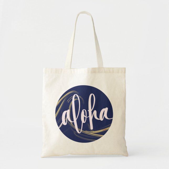 Bolso De Tela Aloha Tote Bag Kai Ocean (espalda en blanco) (Frente)