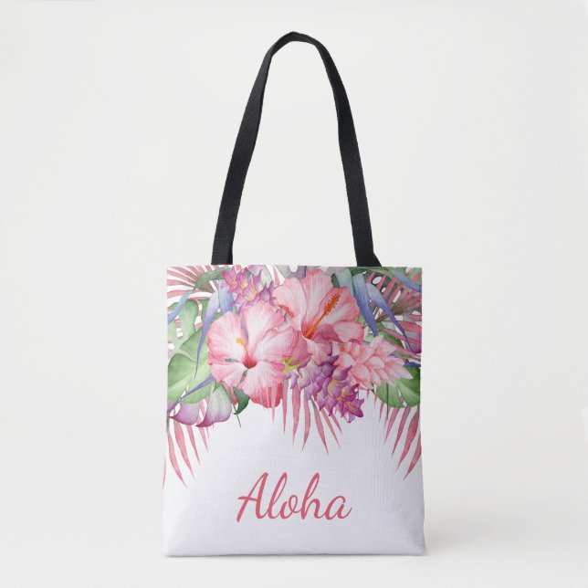 Bolso De Tela Aloha Tropical Floral (Anverso)