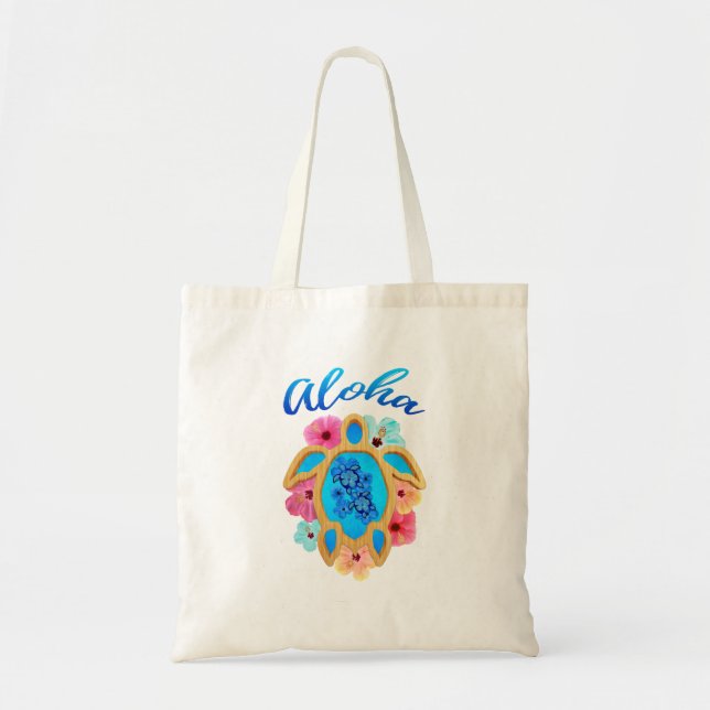 Bolso De Tela Aloha Tropical Honu Sea Turtle (Frente)