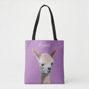 Bolso De Tela Alpaca Adorable, Personalizar Nombre, Lavanda