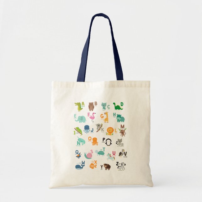 Bolso De Tela Alphabet Animal Doodle (Frente)