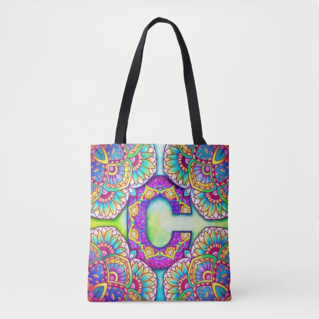Bolso De Tela Alphabet C mandala (Anverso)