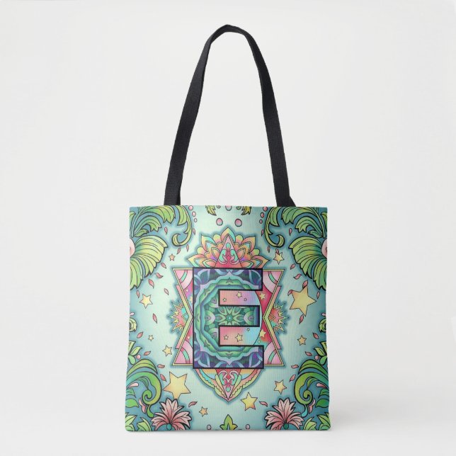 Bolso De Tela Alphabet E mandala (Anverso)