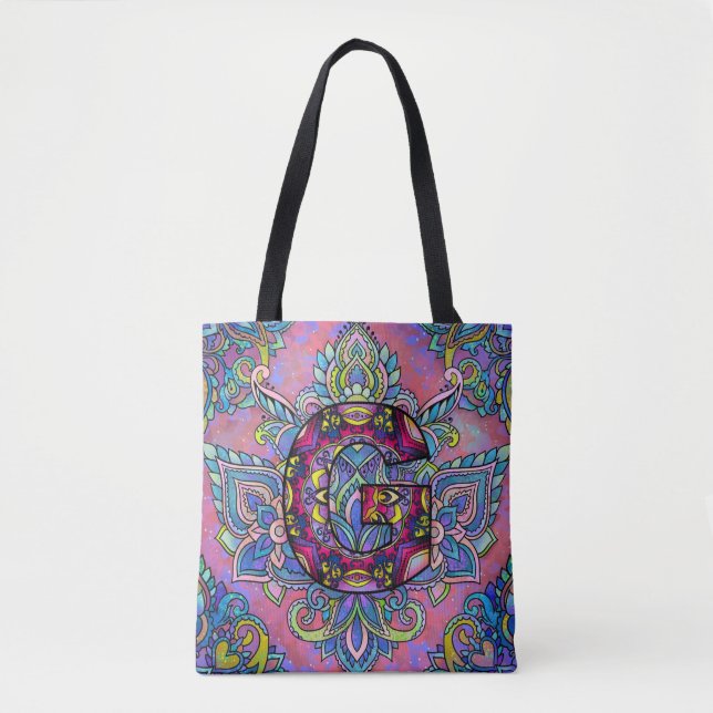 Bolso De Tela Alphabet G mandala (Anverso)