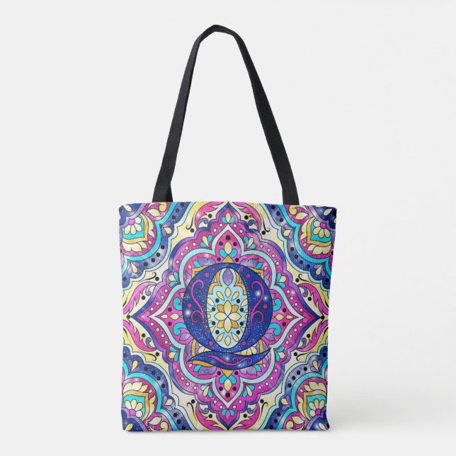 Bolso De Tela Alphabet Q mandala (Reverso)