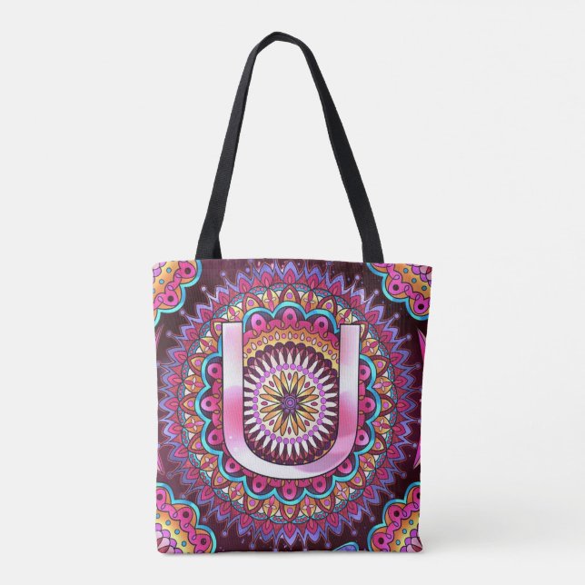 Bolso De Tela Alphabet U mandala (Reverso)