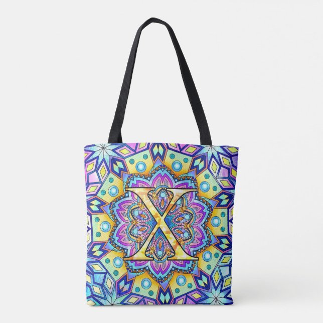 Bolso De Tela Alphabet X mandala (Reverso)