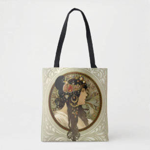 Bolso De Tela Alphonse Mucha - Cabezas bizantinas morena