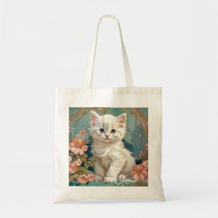 Bolso De Tela Alphonse Mucha Estilo Gato Blanco