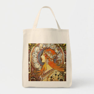 Bolso De Tela Alphonse Mucha La Plume Zodiac Art Nouveau Vintage