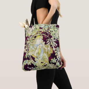 Bolso De Tela Alphonse Mucha Mujer con margarita Art Nouveau Art