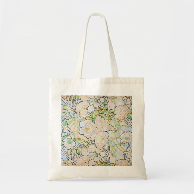 Bolso De Tela Alphonse Mucha Peonies (Frente)