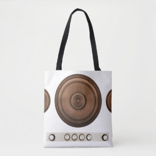 Bolso De Tela Altavoces retro: marrón, blanco aislado.