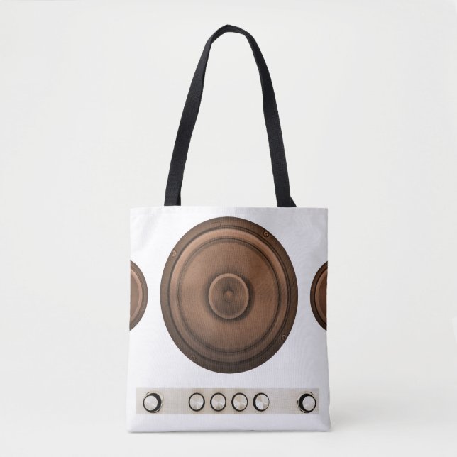 Bolso De Tela Altavoces retro: marrón, blanco aislado. (Anverso)