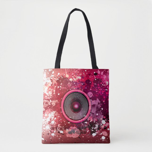 Bolso De Tela Altavoz de música y manchas de pintura (Anverso)