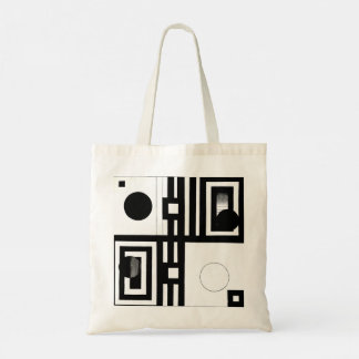 Bolso De Tela Alternancia — Arte abstracto geométrico blanco y n