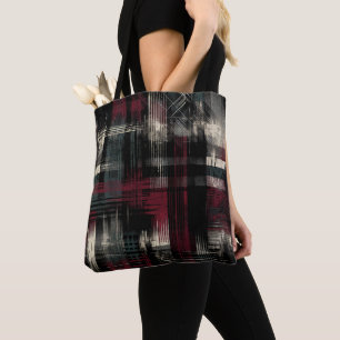 Bolso De Tela Alternativa Grunge Machacada Cuadrada Plaid Desali