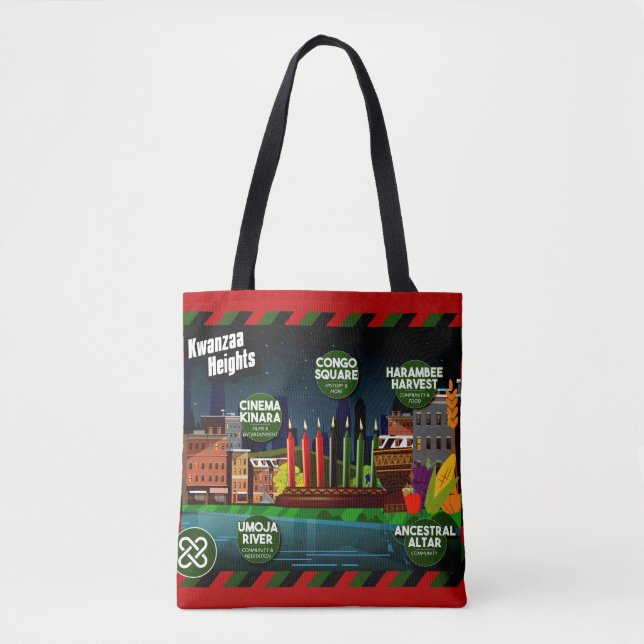 Bolso De Tela Alturas de Kwanzaa, Mapa de Holidayopolis (Anverso)