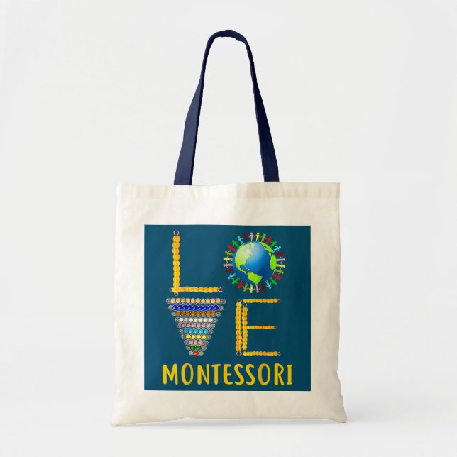 Bolso De Tela Ama a Montessori profesor Montessori Educación de  (Frente)