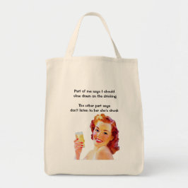 Bolso De Tela Ama de casa retro con divertida cita de borracha c