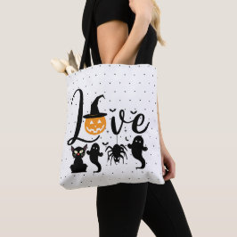 Bolso De Tela Ama el punto negro y blanco de Halloween