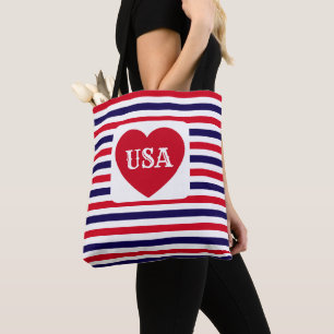 Bolso De Tela Ama la camiseta Patriótica Roja Blanca Azul Divers