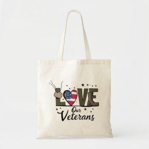 Bolso De Tela Ama nuestro día de veteranos Orgulloso día del vet