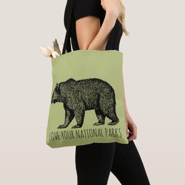 Bolso De Tela Ama tu oso de parques nacionales (Detalle)