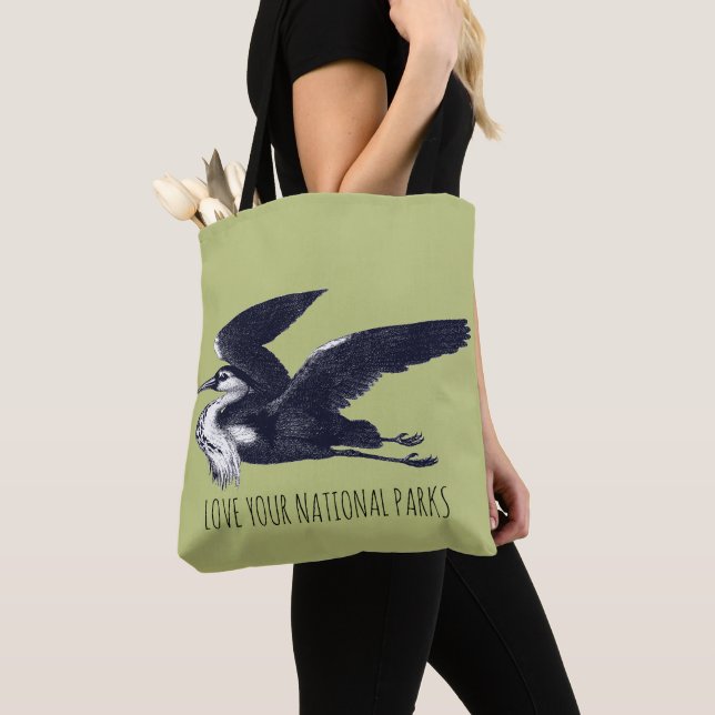 Bolso De Tela Ama tus Parques Nacionales Gris Heron (Detalle)
